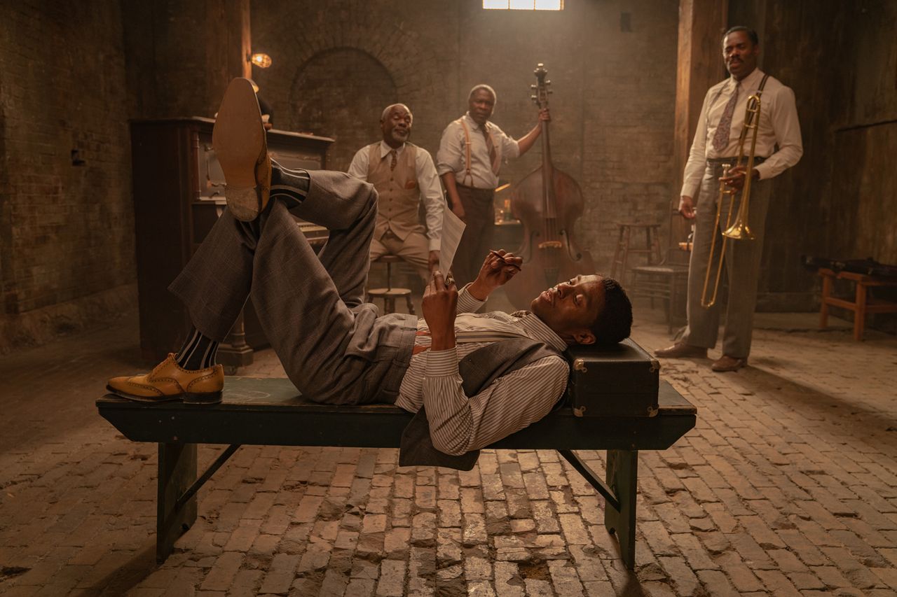 Chadwick oseman, Glynn Turman, Michael Potts and Colman Domingo in Ma Rainey’s Black BottomCredit: David Lee/Netflix