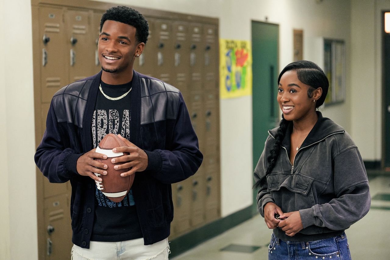 Nathaniel Logan McIntyre as KJ and Alexis Chikaeze as Amina in ‘All American.’Credit: Troy Harvey/The CW