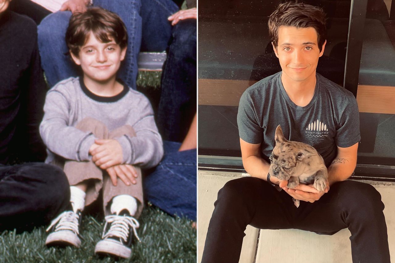 From left: Jacob Smith as Owen Salinger on ‘Party of Five’; Jacob Smith hangs out with a dog in a photo shared on Instagram on April 4, 2021Credit: Moviestore/Shutterstock; Jacob Smith/Instagram
