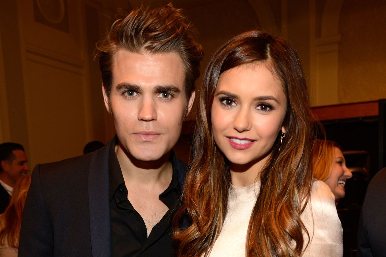 Paul Wesley and Nina Dobrev backstage at the CW Network's 2012 Upfront at New York City Center on May 17, 2012 in New York City. Paul Wesley (left) and Nina Dobrev (right) in 2012.Credit: Kevin Mazur/WireImage