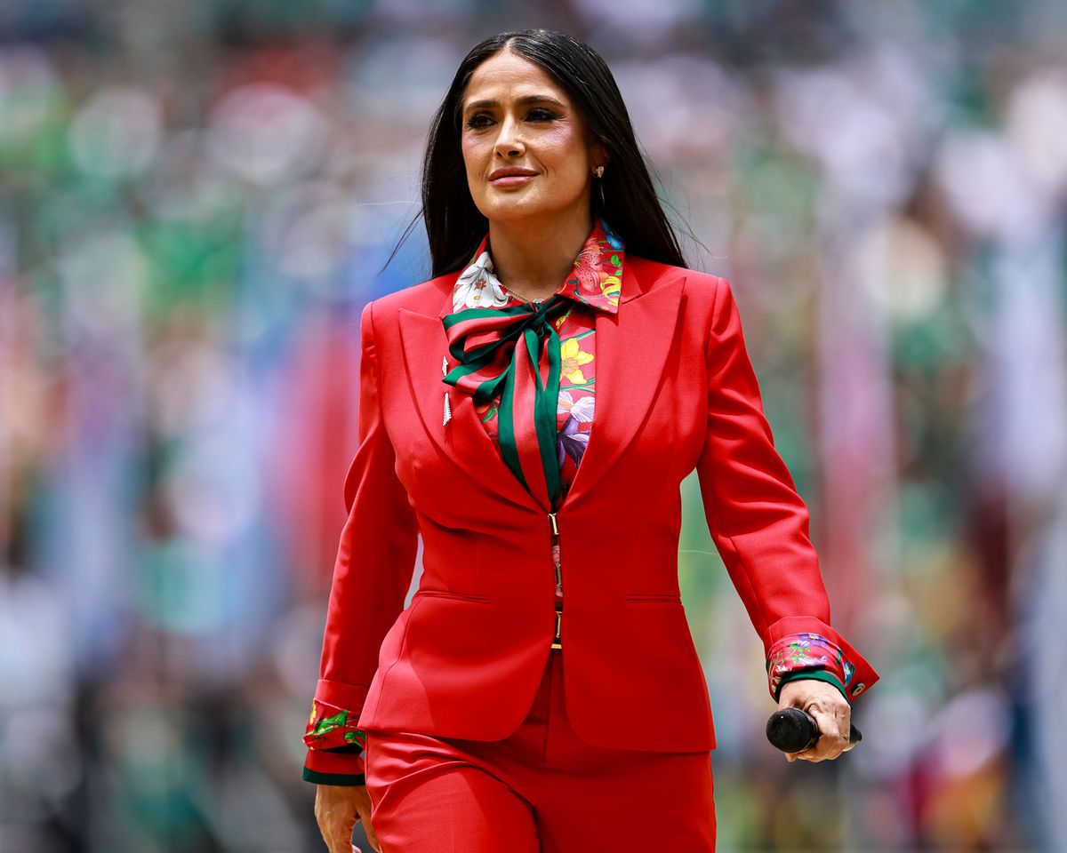 Mexican actress Salma Hayek looks on during the opening ceremony prior to the FIFA World Cup 2026 Group A match between Mexico and South Africa at Mexico City Stadium on June 11, 2026 in Mexico City, Mexico.Credit: Heuler Andrey/Eurasia Sport Images/Getty