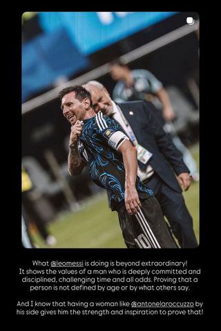 Shakira praising Lionel Messi Shakira posted a heartfelt message about Lionel Messi and his family on InstagramCredit: Shakira/Instagram
