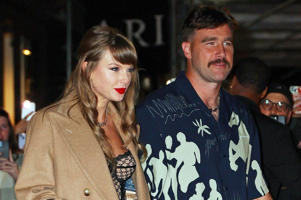 Taylor Swift and Travis Kelce step out for dinner with Blake Lively and Ryan Reynolds at The Corner Store in Soho, New York. Taylor Swift and Travis KelceCredit: BACKGRID
