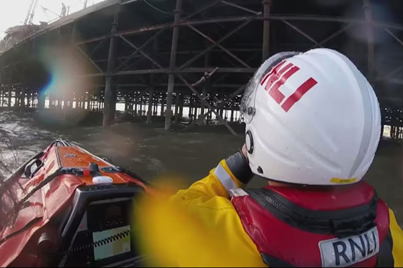 Royal National Lifeboat Institution volunteers rescue the boys in Blackpool, U.K.Credit: RNLI
