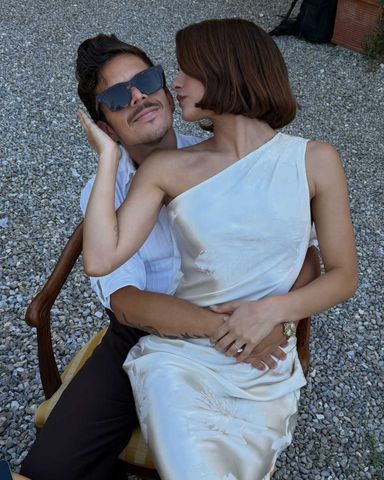 Camila Mendes kisses her fiancé, Rudy Mancuso, in sweet Instagram pic.Credit: Camila Mendes/Instagram