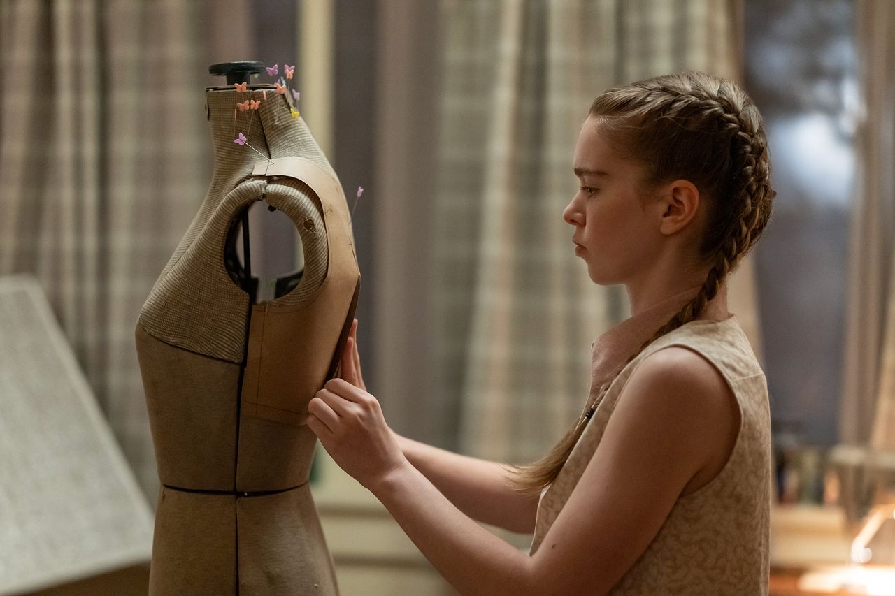 Person adjusting fabric on a dressmakers mannequin Summer Howell in ‘Carrie’Credit: Amazon