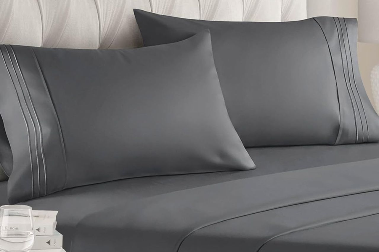 CGK Unlimited Queen Size 4 Piece Sheet Set - Comfy Breathable & Cooling Sheets - Hotel Luxury Bed Sheets for Women & Men - Deep Pockets, Easy-Fit, Soft & Wrinkle Free Sheets - Dark Grey Oeko-Tex Bed Sheet Set Credit: Amazon