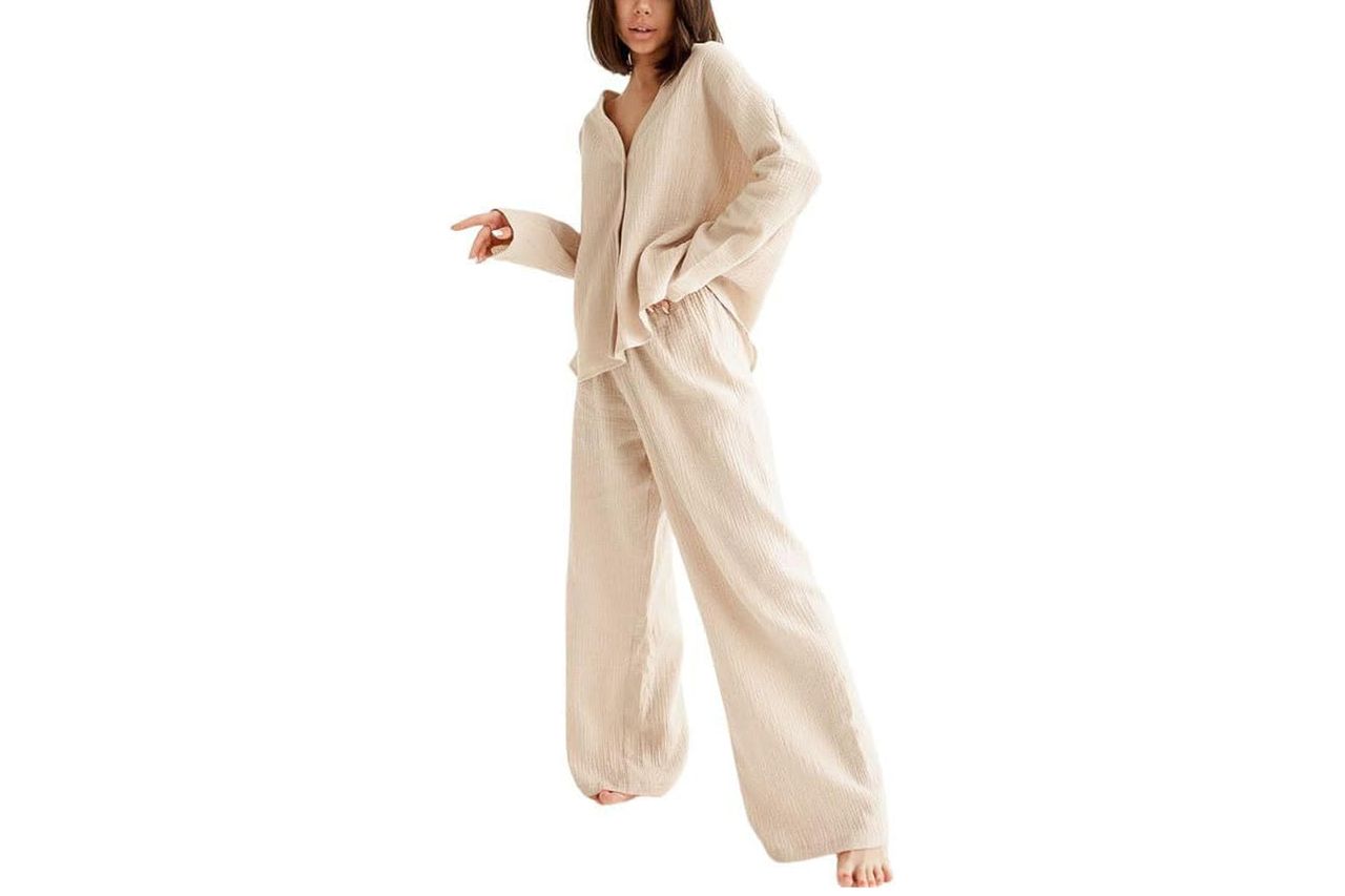 codcm Store Womens Cotton Gauze Loungewear Sets Casual 2 Piece Credit: Amazon