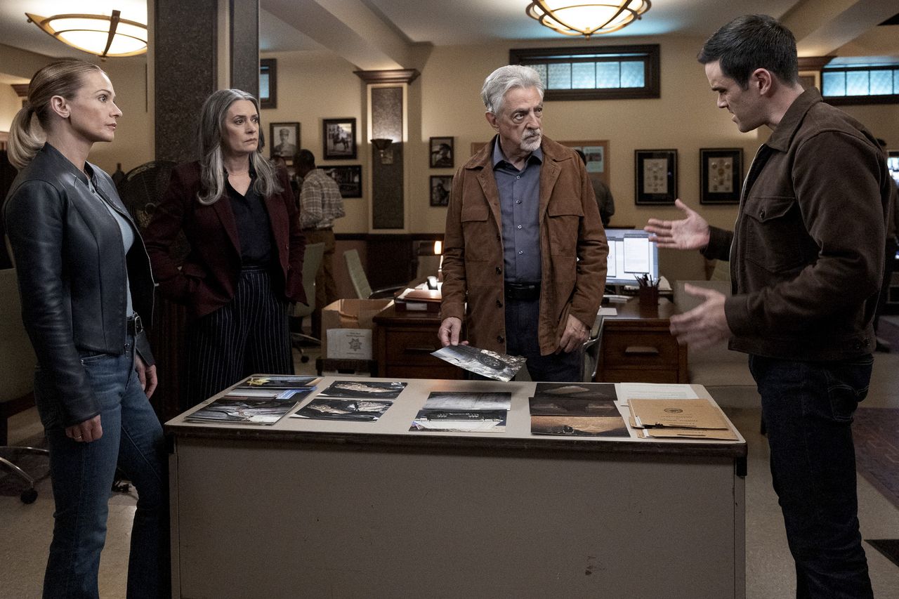 A.J. Cook as Jennifer A.J. Cook as Jennifer “JJ” Jareau, Paget Brewster as Emily Prentiss, Joe Mantegna as David Rossi and RJ Hatanaka as Tyler Green in Criminal Minds: Evolution.Credit: Michael Yarish /Paramount+