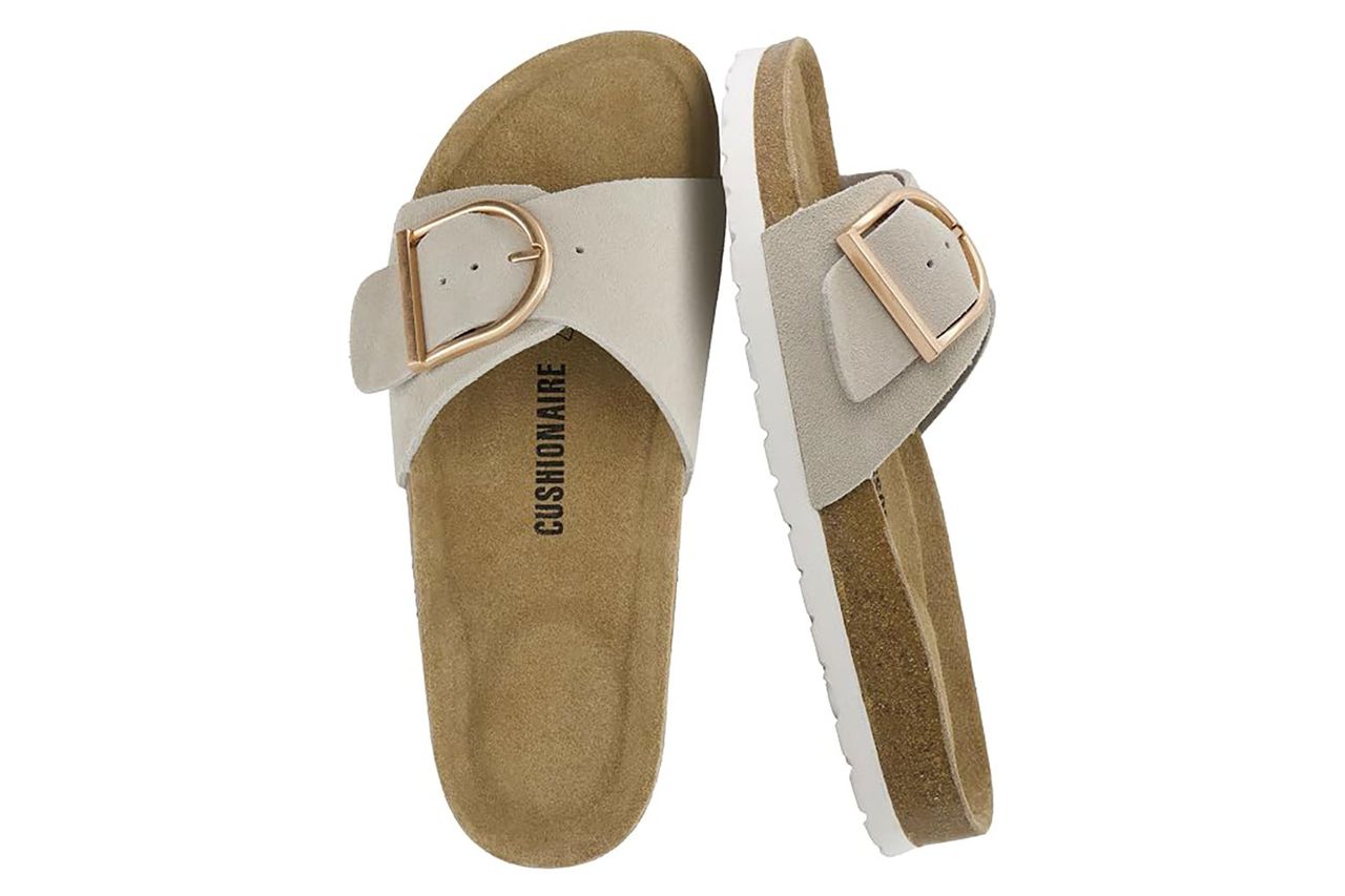 CUSHIONAIRE Leeds 100% Genuine Leather Suede Womens Sandals Credit: Amazon