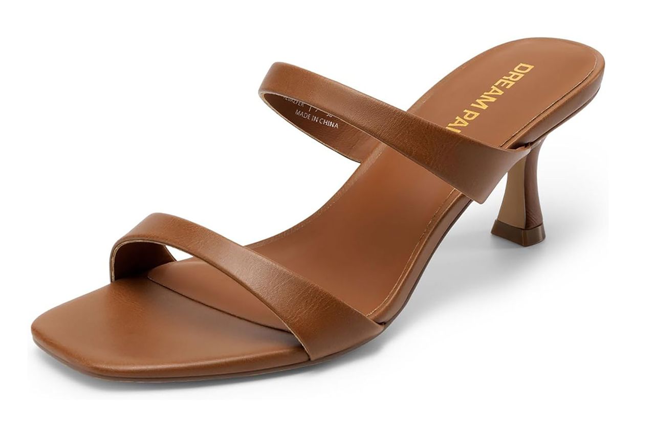 DREAM PAIRS Women's Two Straps Heel Sandal | low kitten heels square toe slip on 2.6 Inch 2026 dress casual summer mules for party wedding vacation Credit: Amazon