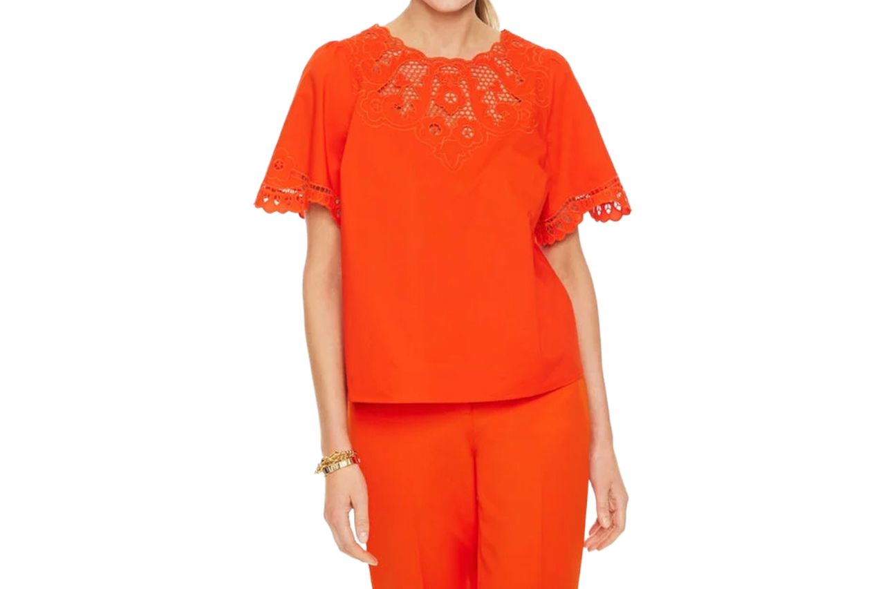 Embroidered Poplin Top Credit: Talbots