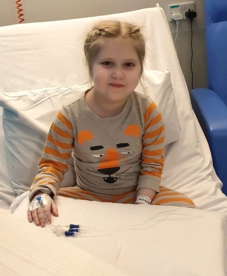 Faye Condon, when she was in hospital aged 7. Faye Condon in hospital aged 7Credit: Christina Condon / SWNS