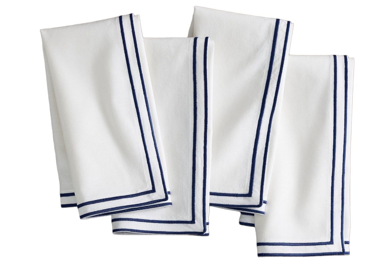 Gretchen Bordered Cotton/Linen Napkins - Set of 4 Credit: Pottery Barn
