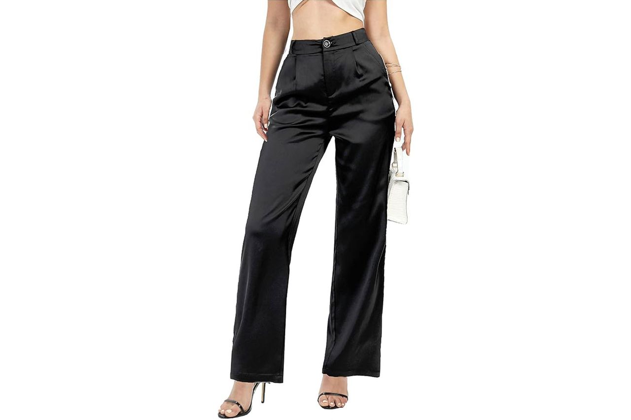 Amazon heipeiwa Women's Wide Leg Wedding Party Satin Casual Dress Nightout Pants Credit: Amazon