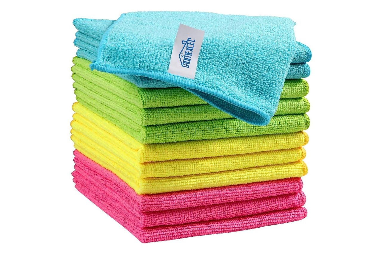 Homexcel Microfiber Cleaning Cloth12 Pack Cleaning Rags Credit: Amazon