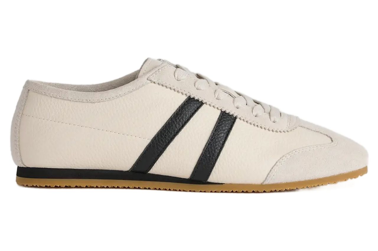 Italian Leather & Suede Low Profile Sneaker in Birch Credit: Quince