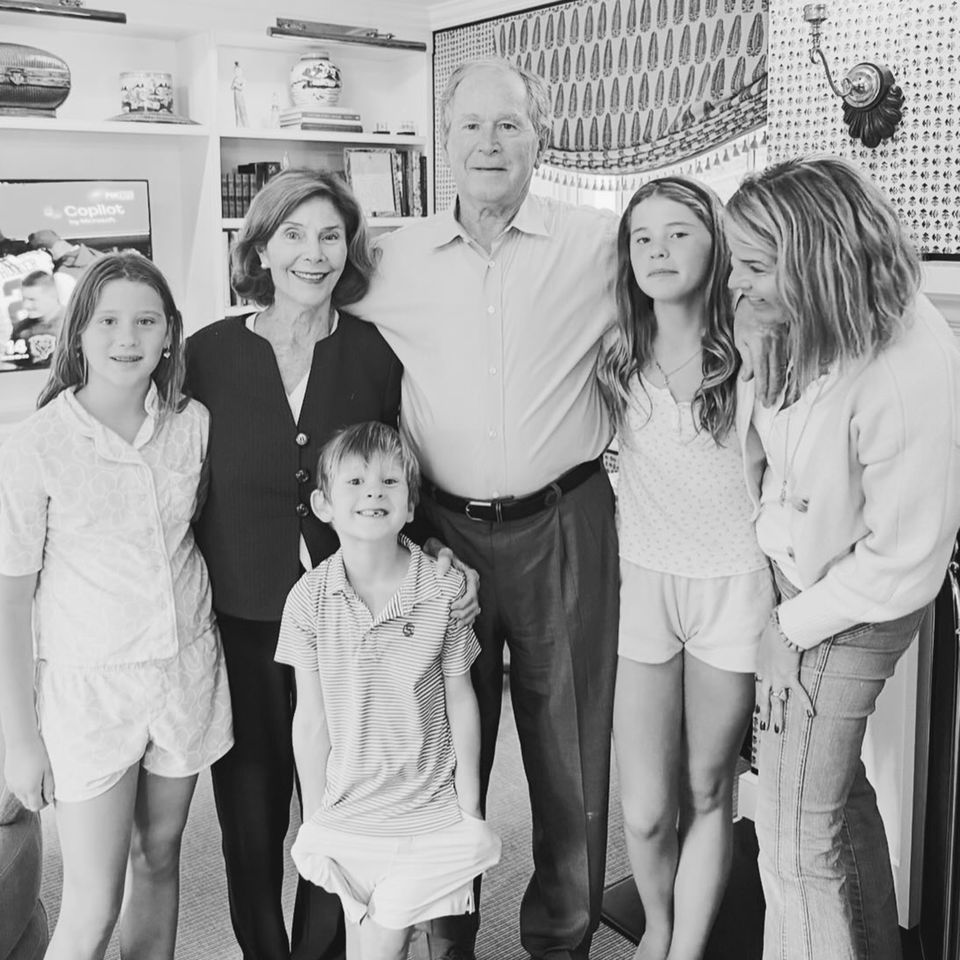 Jenna Bush Hager and her kids with parents Laura and George Poppy Hager, Laura Bush, Hal Hager, George W. Bush, Mila Hager and Jenna Bush HagerCredit: Jenna Bush Hager/Instagram