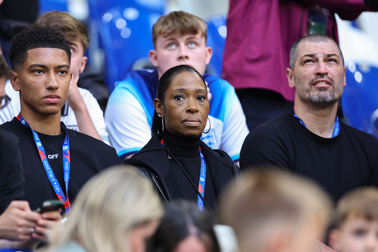 The parents of Jude Bellingham, Denise and Mark with Brother Jobe during the UEFA EURO 2024 group stage match between Serbia and England at Arena AufSchalke on June 16, 2024 in Gelsenkirchen, Germany.Credit: Robbie Jay Barratt - AMA/Getty