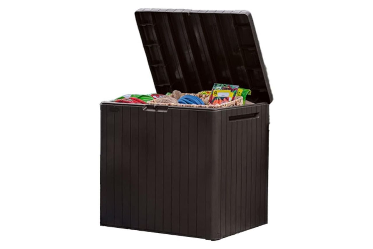 Keter City 30 Gallon Resin Outdoor Storage Box Credit: Amazon