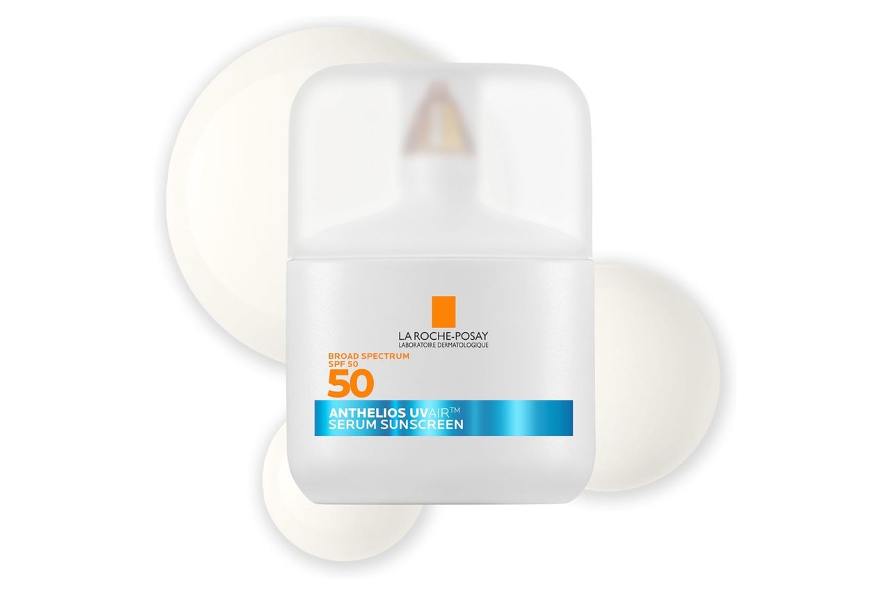La Roche-Posay Anthelios UVAir Sunscreen Serum SPF 50 for Sensitive Skin, with Niacinamide, Hyaluronic Acid & Antioxidants, Hydrating Lightweight Sunscreen for Face, Fast-Absorbing, 1.7oz Credit: Amazon