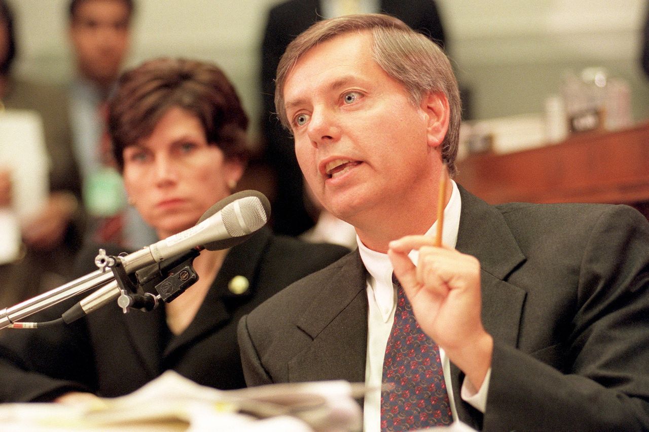 Washington Dc Congressman Lindsey Graham Of The House Judiciary Committee in 1998 Sen. Lindsey Graham in 1998Credit: Robert Giroux/Getty