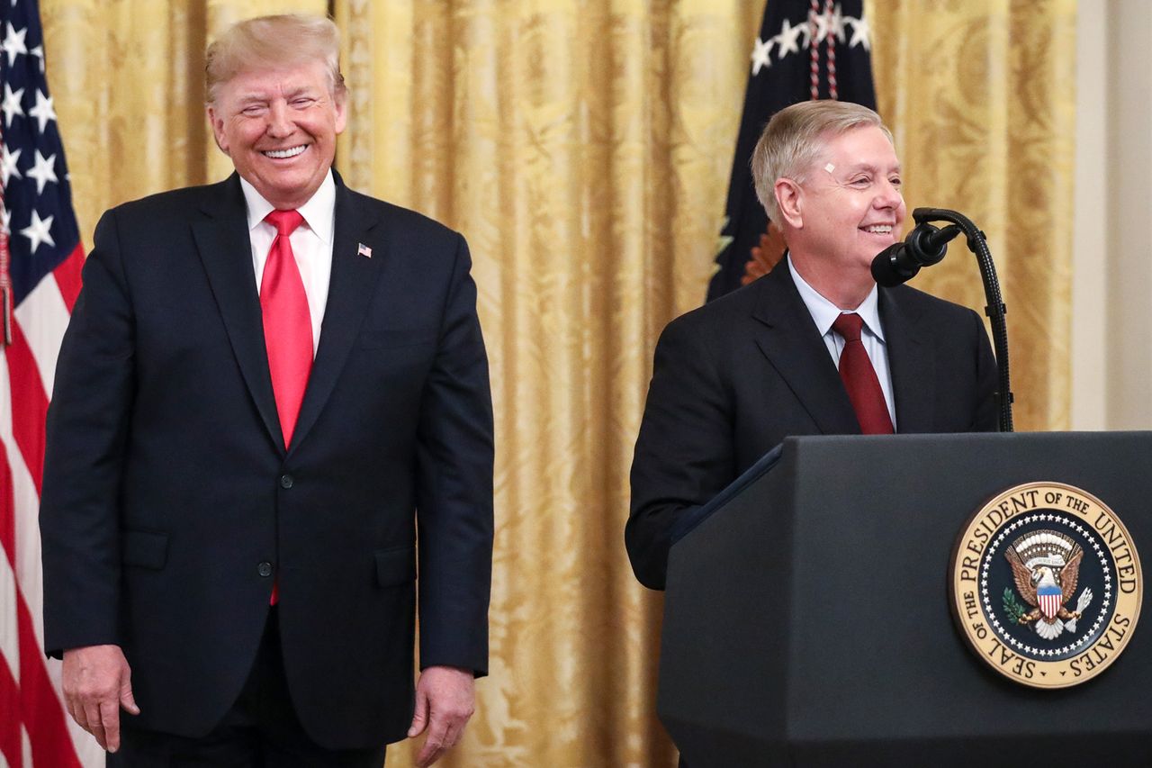 Donald Trump (left) and Lindsey Graham (right) in November 2019.Credit: Drew Angerer/Getty
