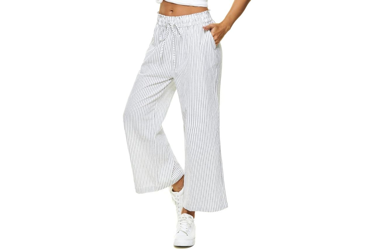lnx womens linen capri pants wide leg Credit: Amazon