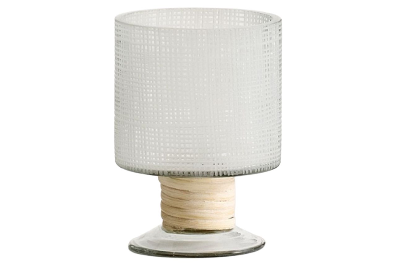 Marin Etched Glass Hurricane Candle Holder Credit: Pottery Barn