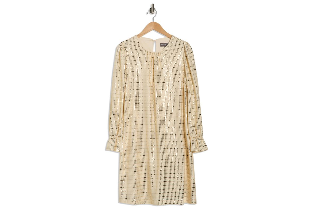 Metallic Long Sleeve Shift Dress Julia Jordan Credit: Nordstrom Rack
