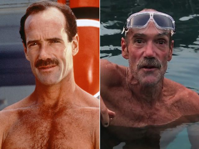 michael-newman-2000 Michael Newman as Michael ‘Newmie’ Newman on ‘Baywatch’; Michael Newman swimming in a 2013 YouTube videoCredit: FremantleMedia Ltd/REX/Shutterstock; Michael Newman/Youtube