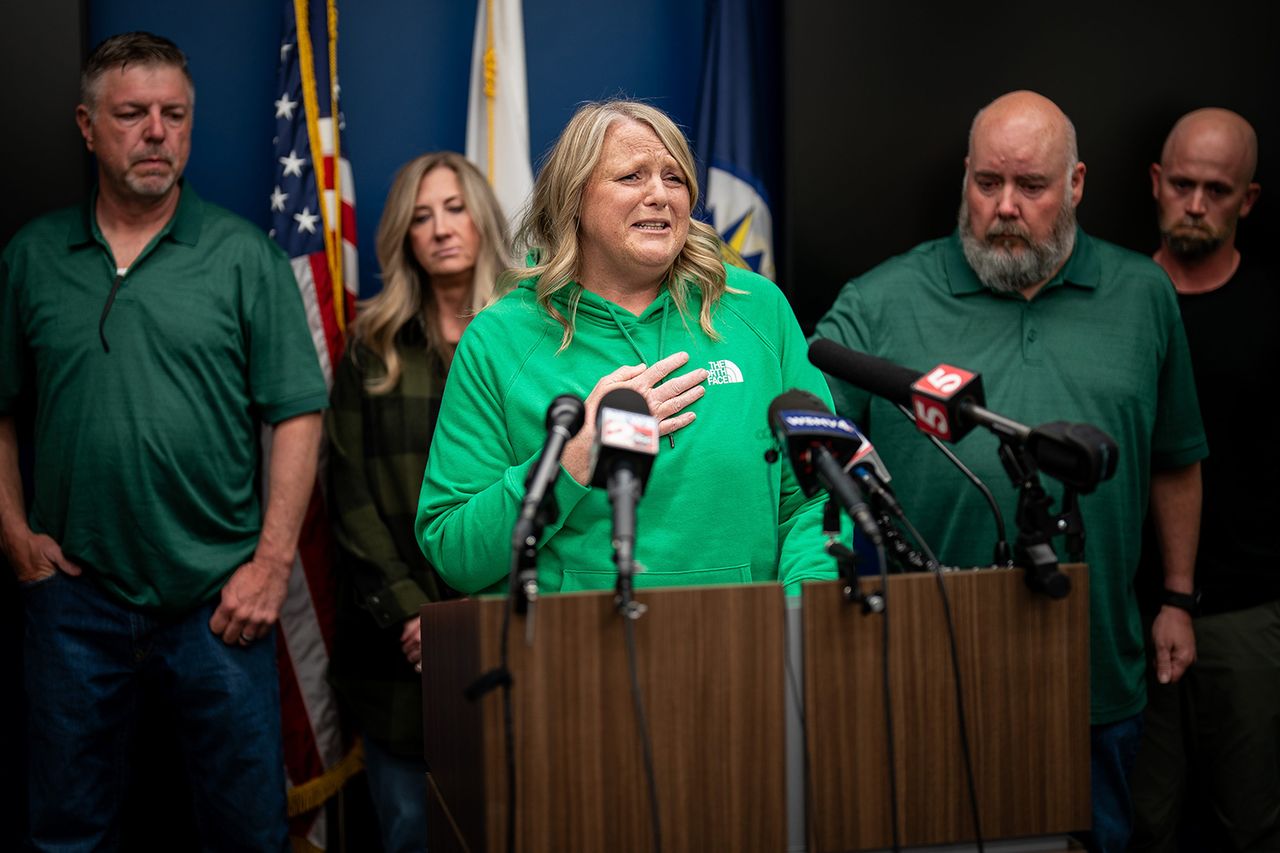 Michelle Strain Whiteid, mother of Riley Strain, speaks during a press conference at the Metro Nashville Police Department Headquarters in Nashville, Tenn., Friday, March 22, 2024 Michelle Strain Whiteid, mother of Riley Strain, in Nashville on March 22, 2024.Credit: Andrew Nelles / The Tennessean / USA TODAY NETWORK