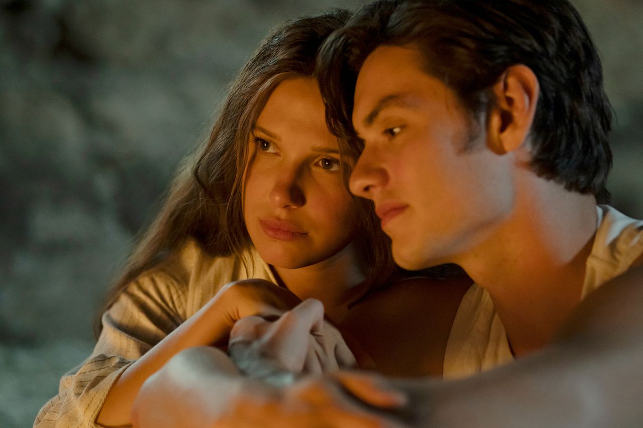 Millie Bobby Brown as Enola Holmes and Louis Partridge as Tewkesbury in Enola Holmes 3. Millie Bobby Brown as Enola Holmes and Louis Partridge as Tewkesbury in Enola Holmes 3.Credit: John Wilson/Netflix