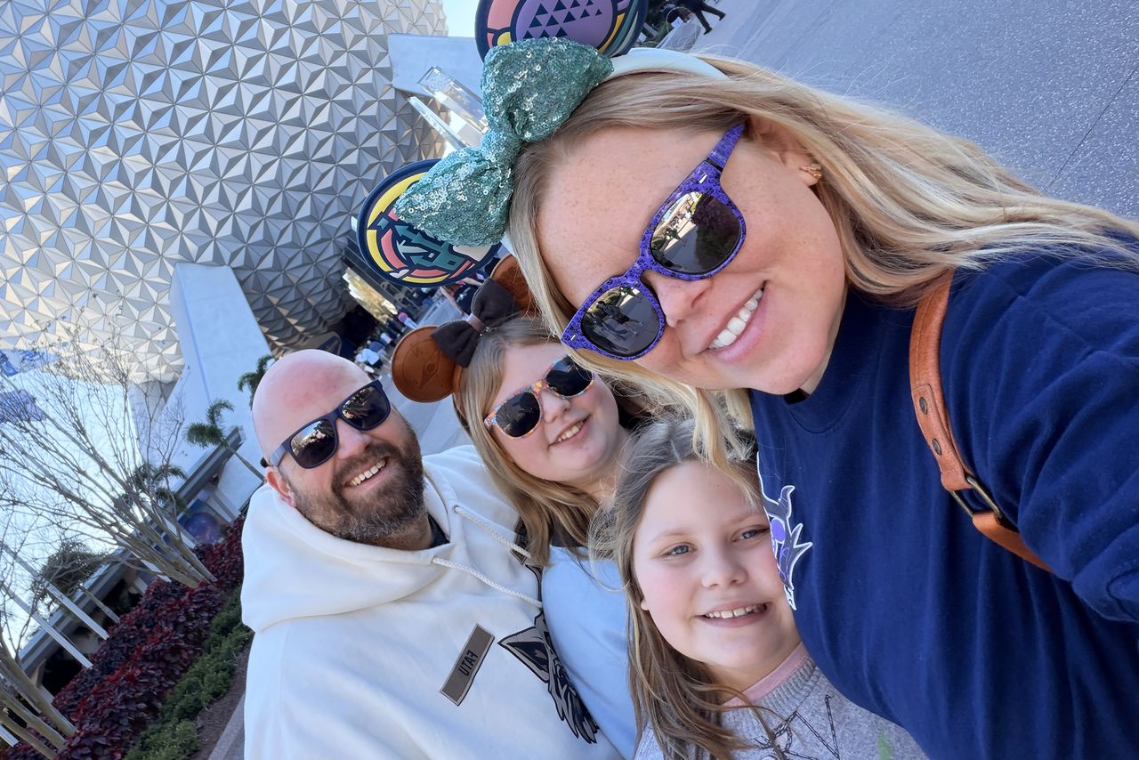 Haven and Jeremy with their two daughters at Epcot.Credit: Courtesy of Haven Broady