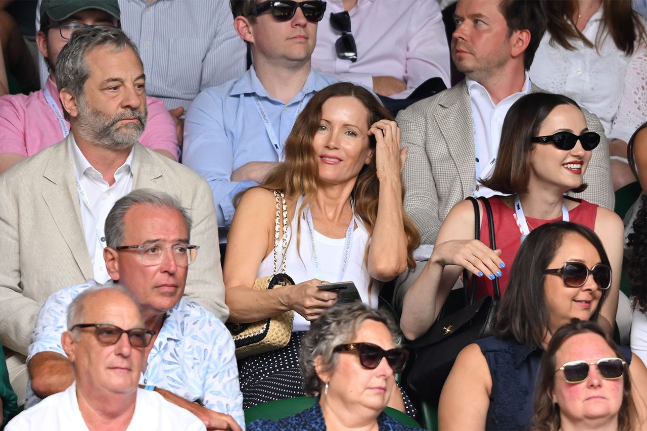 Judd Apatow, Leslie Mann and Maude Apatow attend day one of the 2026 Wimbledon Tennis Championships Credit: Karwai Tang/WireImage