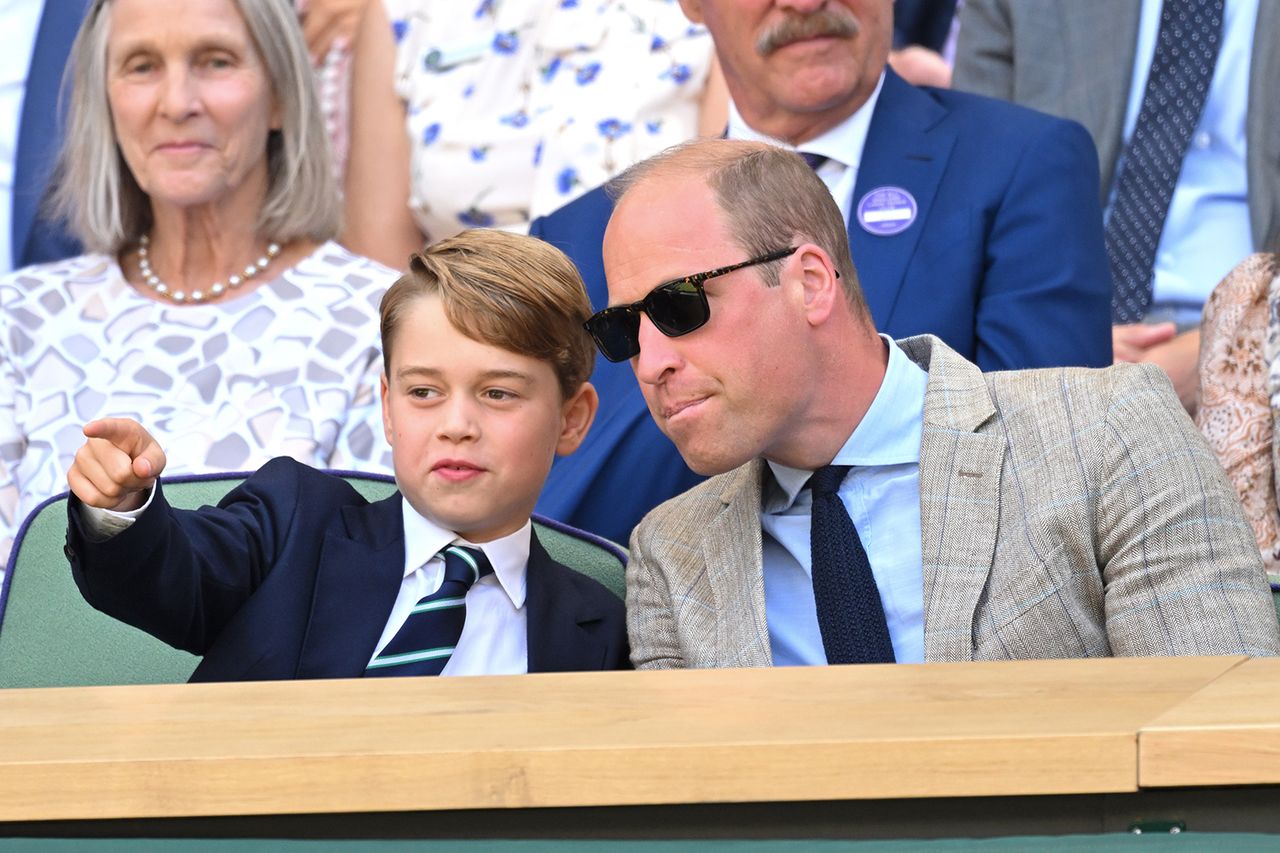 Prince George of Cambridge and Prince William, Duke of Cambridge attend The Wimbledon Men's Singles Final at All England Lawn Tennis and Croquet Club on July 10, 2022 in London, England. Prince George and Prince William in 2022Credit: Karwai Tang/WireImage