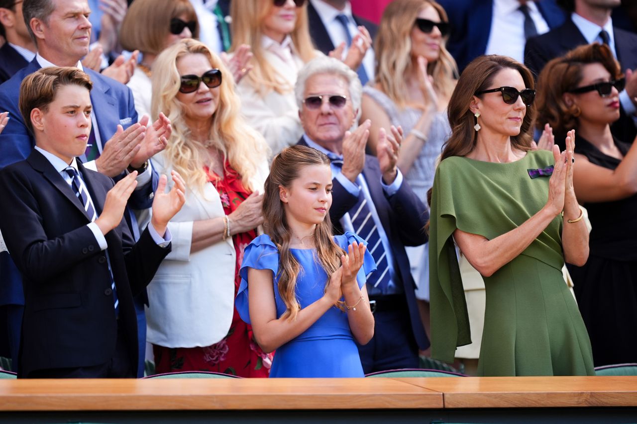 Prince George, Princess Charlotte and Kate Middleton at Wimbledon on July 12, 2026Credit: Mike Egerton/PA Images via Getty
