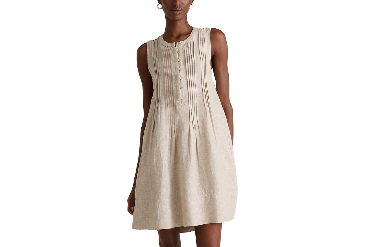 Quince 100% European Linen Sleeveless Swing Dress Credit: Quince