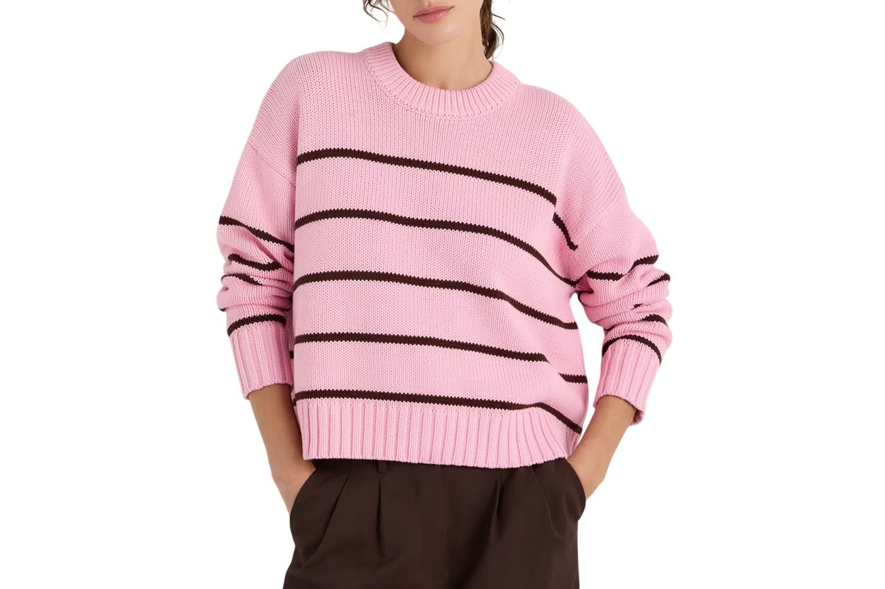 Quince 100% Organic Cotton Striped Crew Sweater Credit: Quince