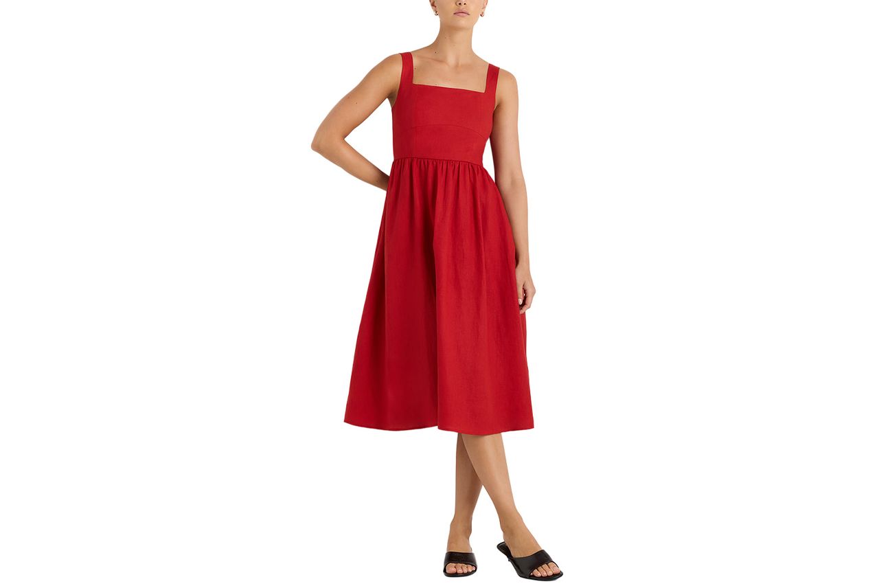 Quince 100% European Linen Fit & Flare Midi Dress Credit: Quince