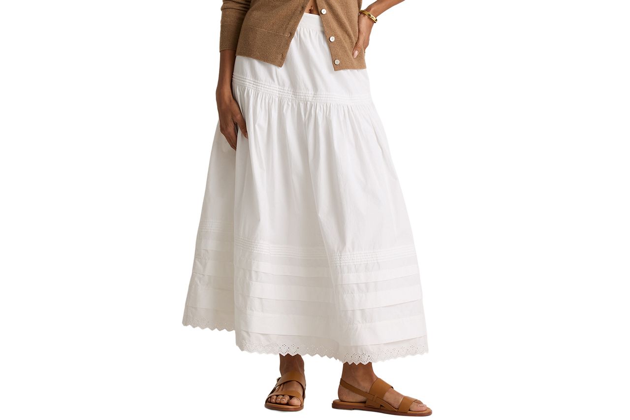 Quince 100% Organic Cotton Poplin Pintuck Maxi Skirt Credit: Quince