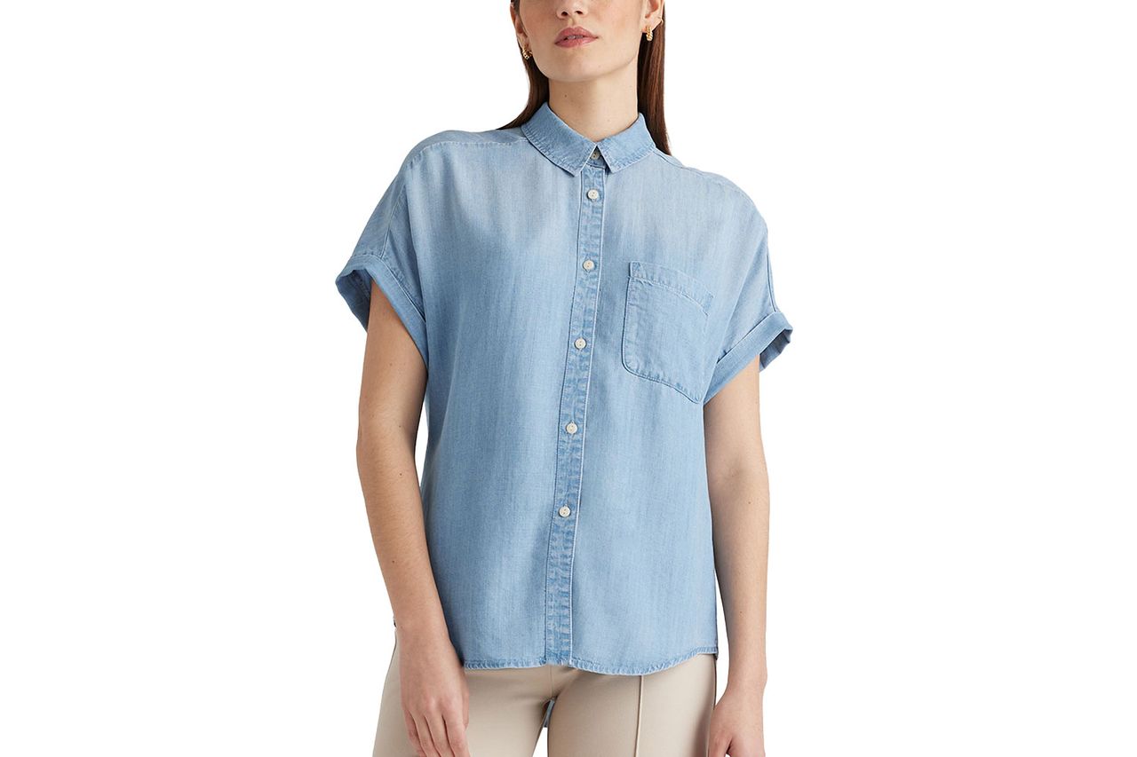 Quince Chambray Tencel Short Sleeve Shirt Credit: Quince
