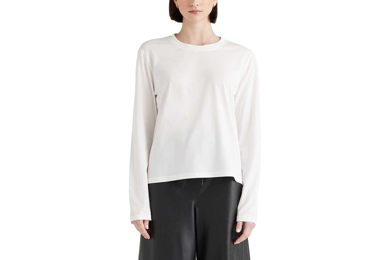 Quince cotton modal relaxed long sleeve tee Credit: Quince