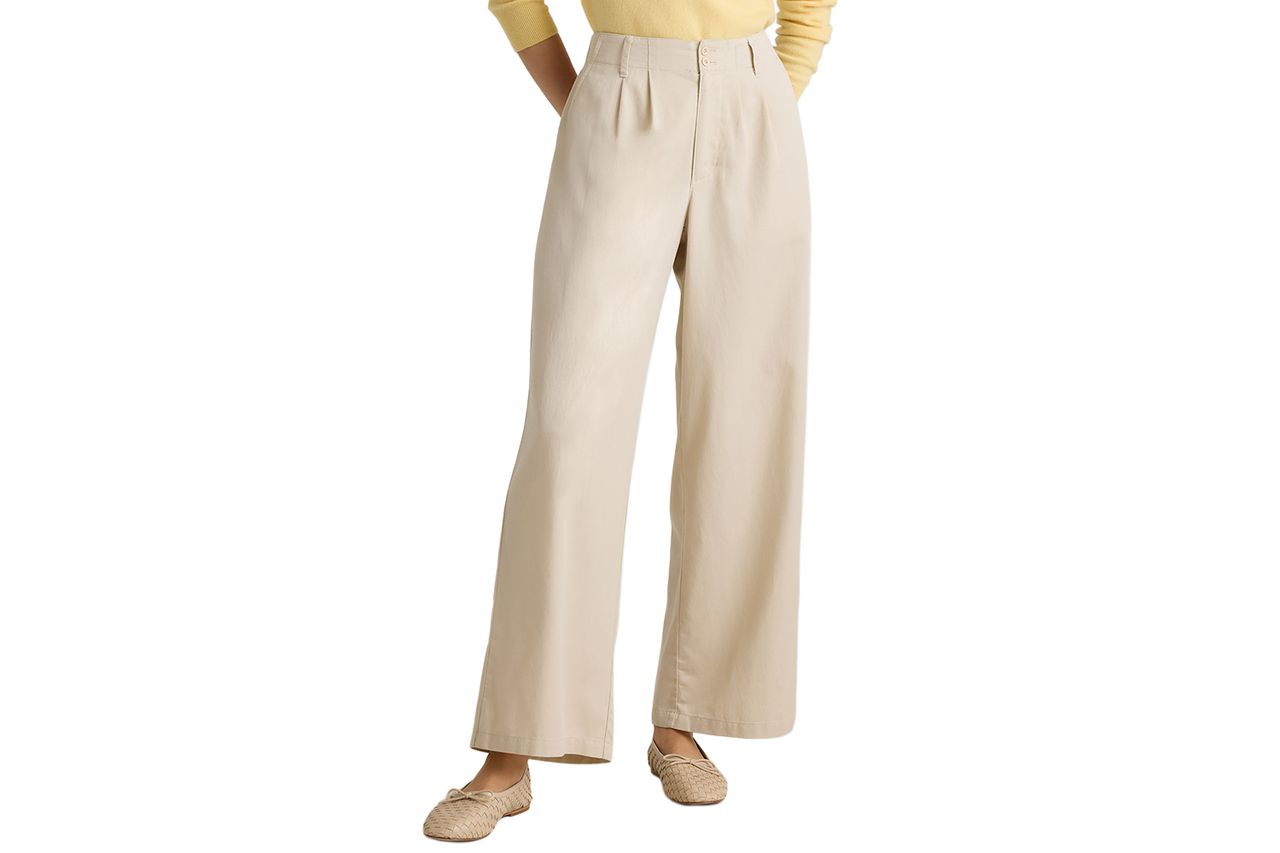 Quince Drapey Twill Pleated Trouser Credit: Quince