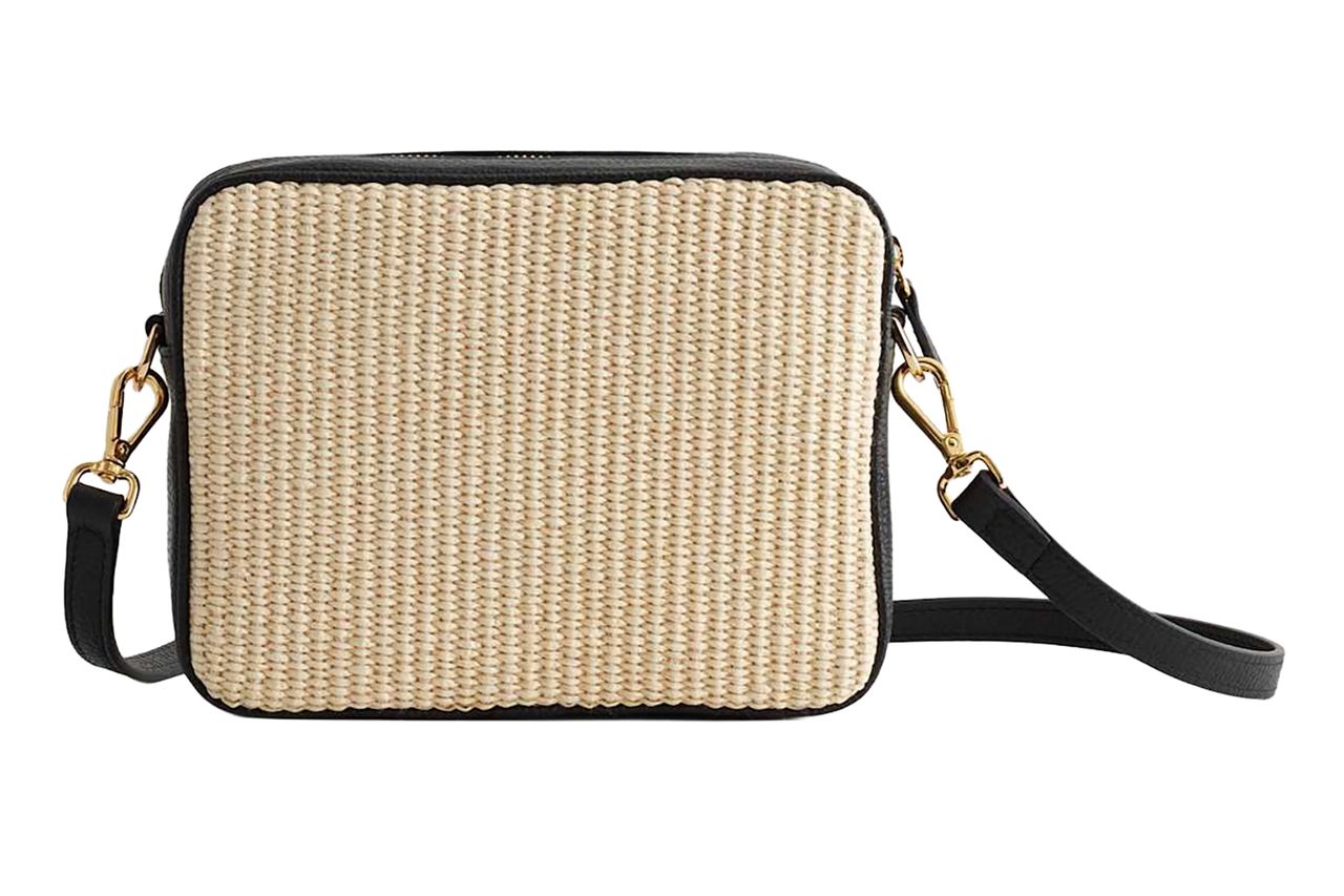 Italian Leather & Raffia Crossbody Credit: Quince