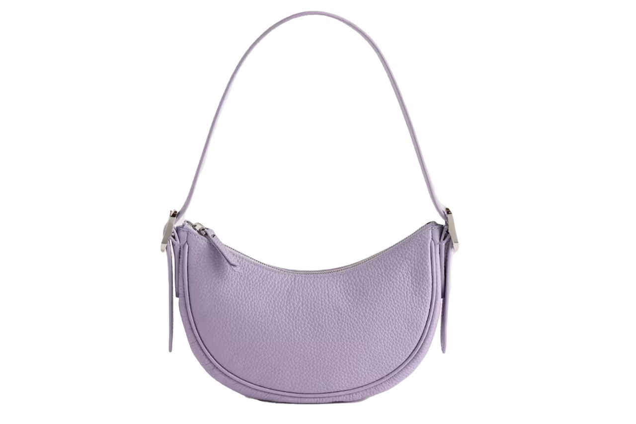Italian Leather Mini Crescent Shoulder Bag Credit: Quince