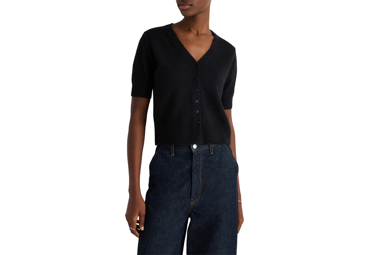 Mongolian Cashmere Short Sleeve Cardigan Credit: Quince