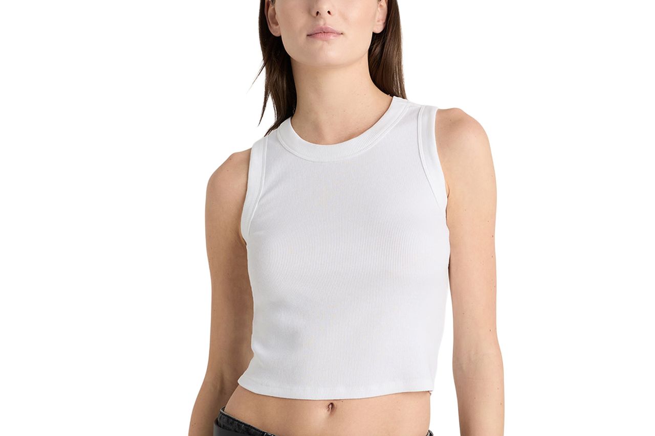 Quince Organic Cotton Micro-Rib Cropped Cutaway Tank Credit: Quince
