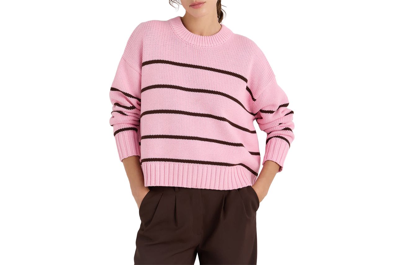 Organic Cotton Striped Crew Sweater Credit: Quince