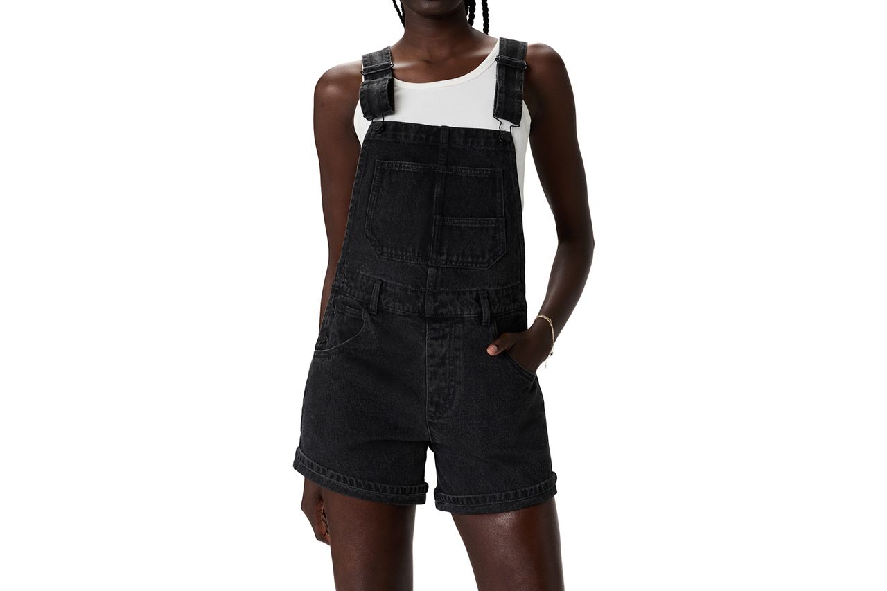 Quince 100% Organic Denim Shortalls Credit: Quince